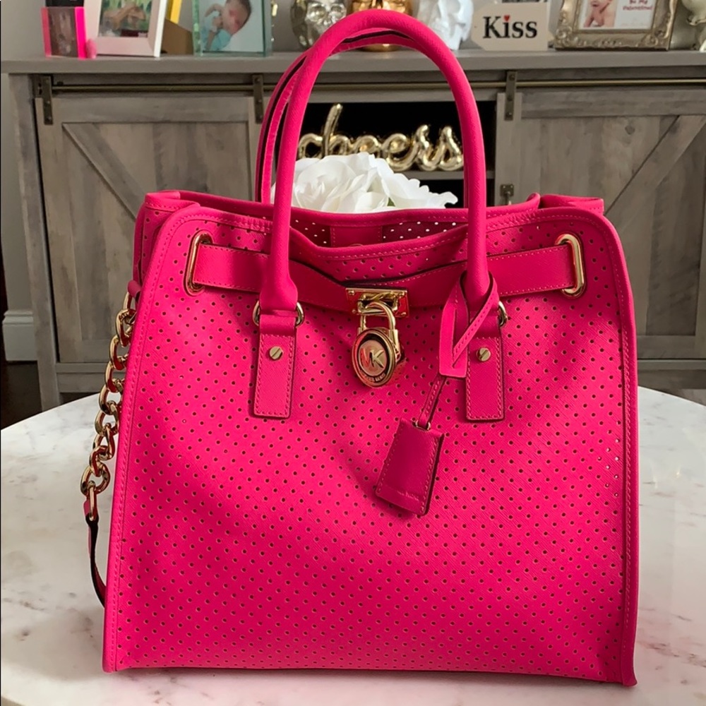 Michael Kors Hamilton (Neon Pink) Large Tote